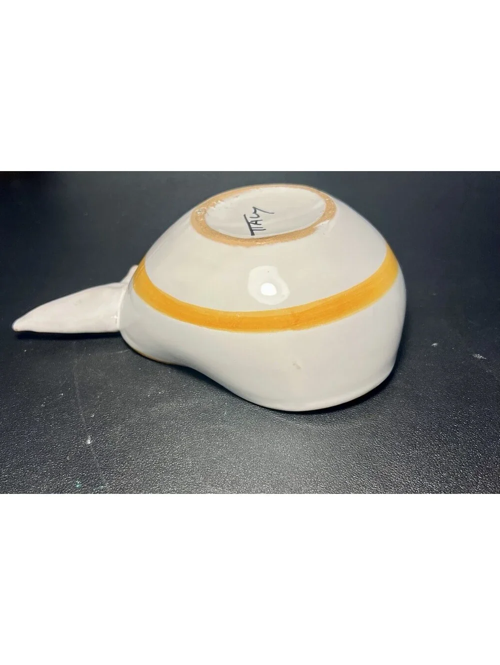 Italian Vintage 1960s Pear Serving Dish Bowl Hand-Painted White Yellow, 7.5x2.5”
